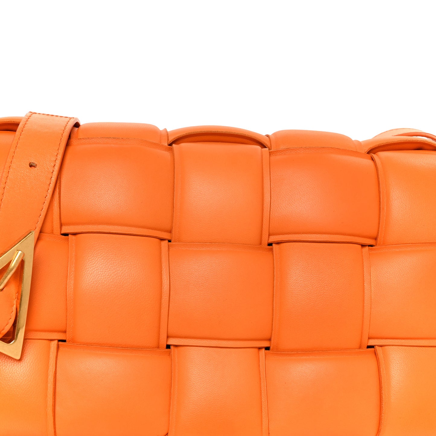 Nappa Maxi Intreccio Padded Cassette Crossbody Bag Orange