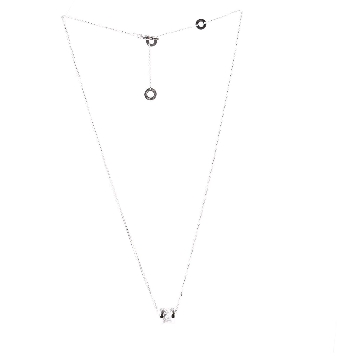 18K White Gold Diamond Small B.Zero1 Pave Pendant Necklace
