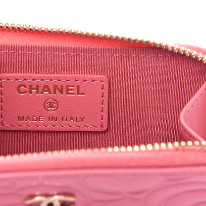 Chanel Caviar Camellia Embossed Key Holder Case Pink 6 of 8