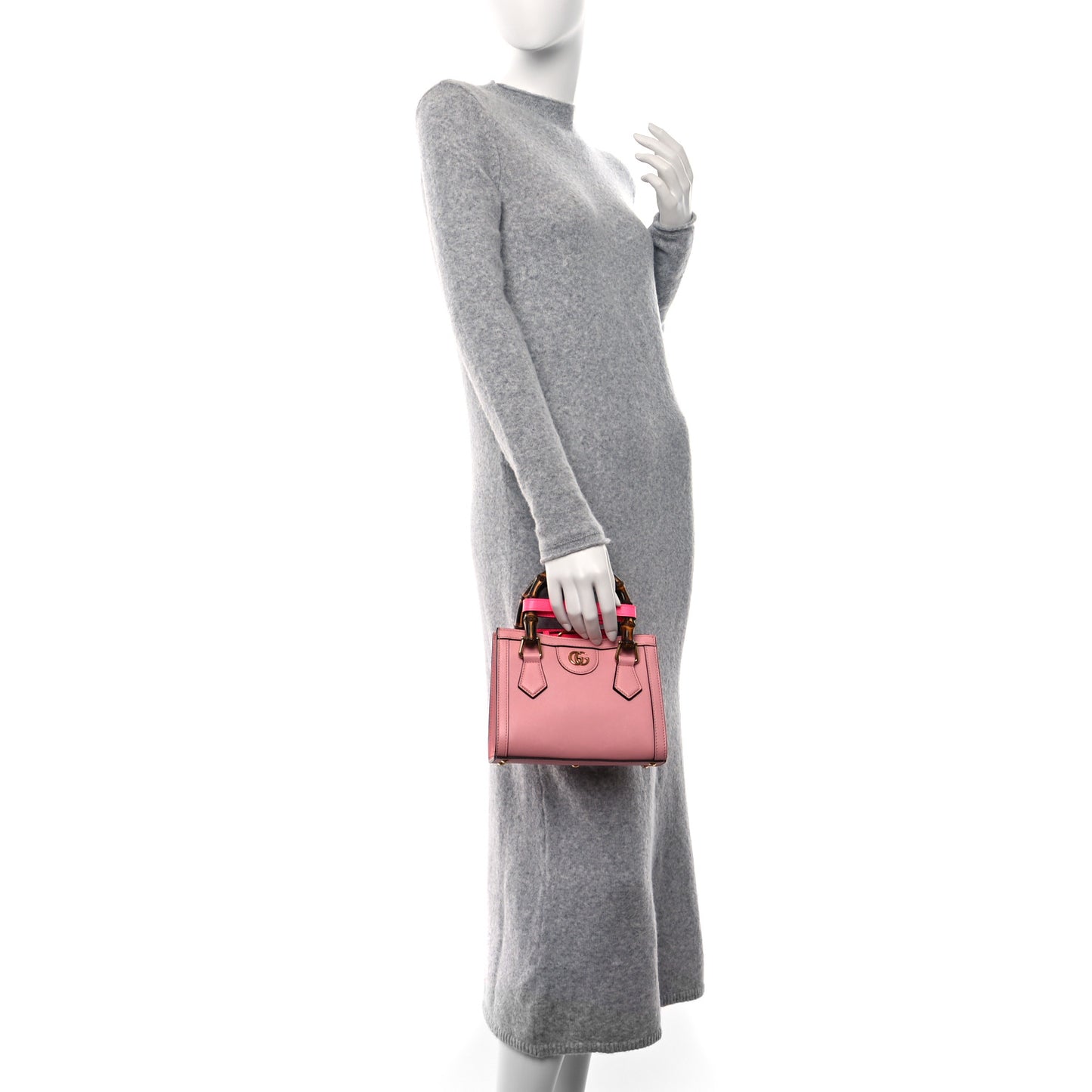 Wonka Grain Calfskin Mini Diana Tote Bag Wild Rose Fuxia Fluo