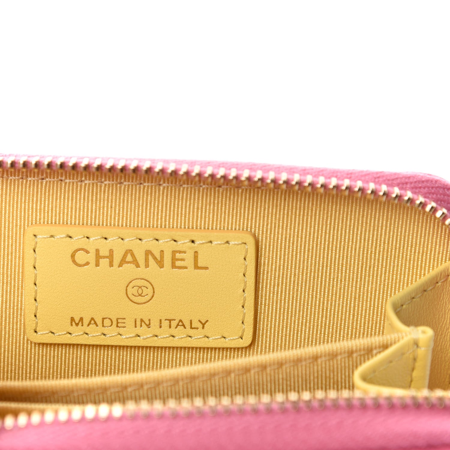 Chanel Lambskin Quilted Zip Around Coin Purse Wallet Pink Yellow 6 of 8