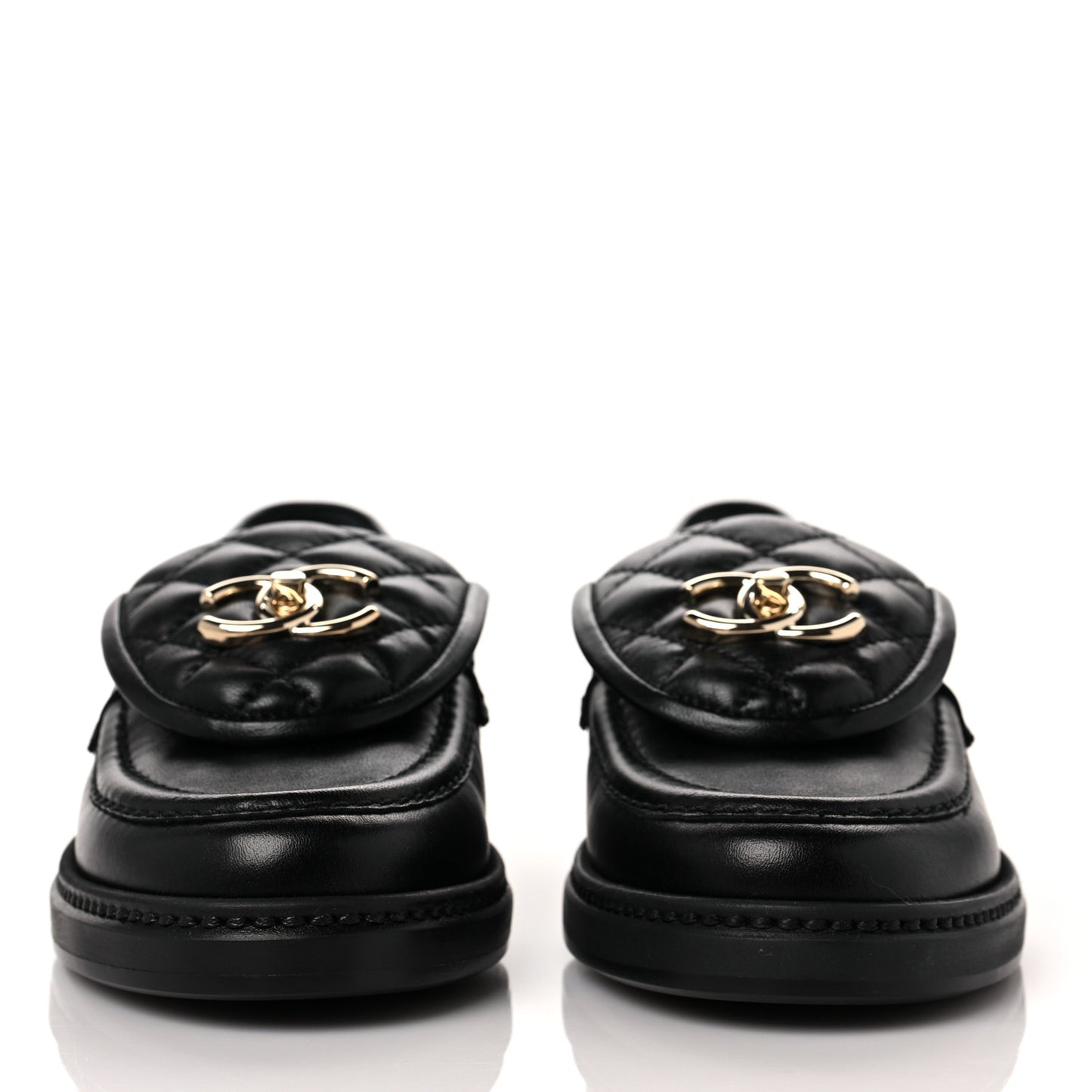 Lambskin Quilted CC Turnlock Loafers 35 Black