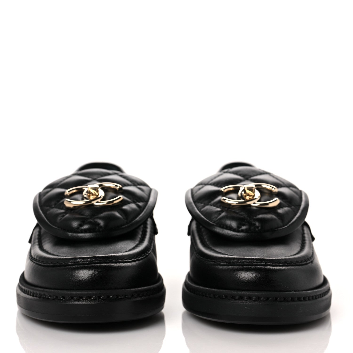 Chanel Lambskin Quilted CC Turnlock Loafers 35 Black 2 of 9