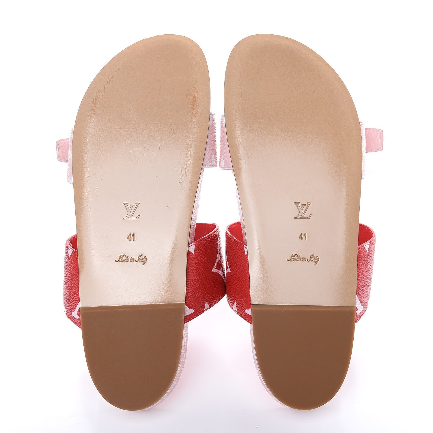 Louis Vuitton Monogram Giant Bom Dia Flat Mule Sandals 41 Rouge Rose 5 of 7