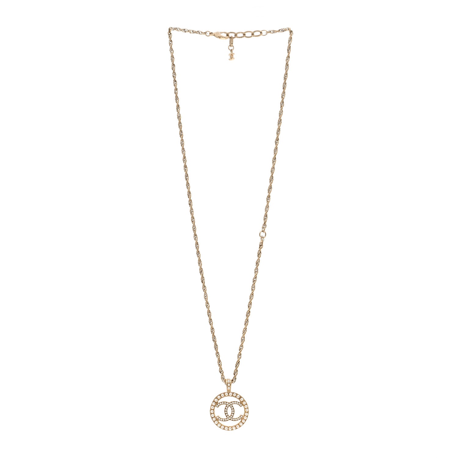 Chanel Pearl CC Round Pendant Necklace Gold 3 of 5