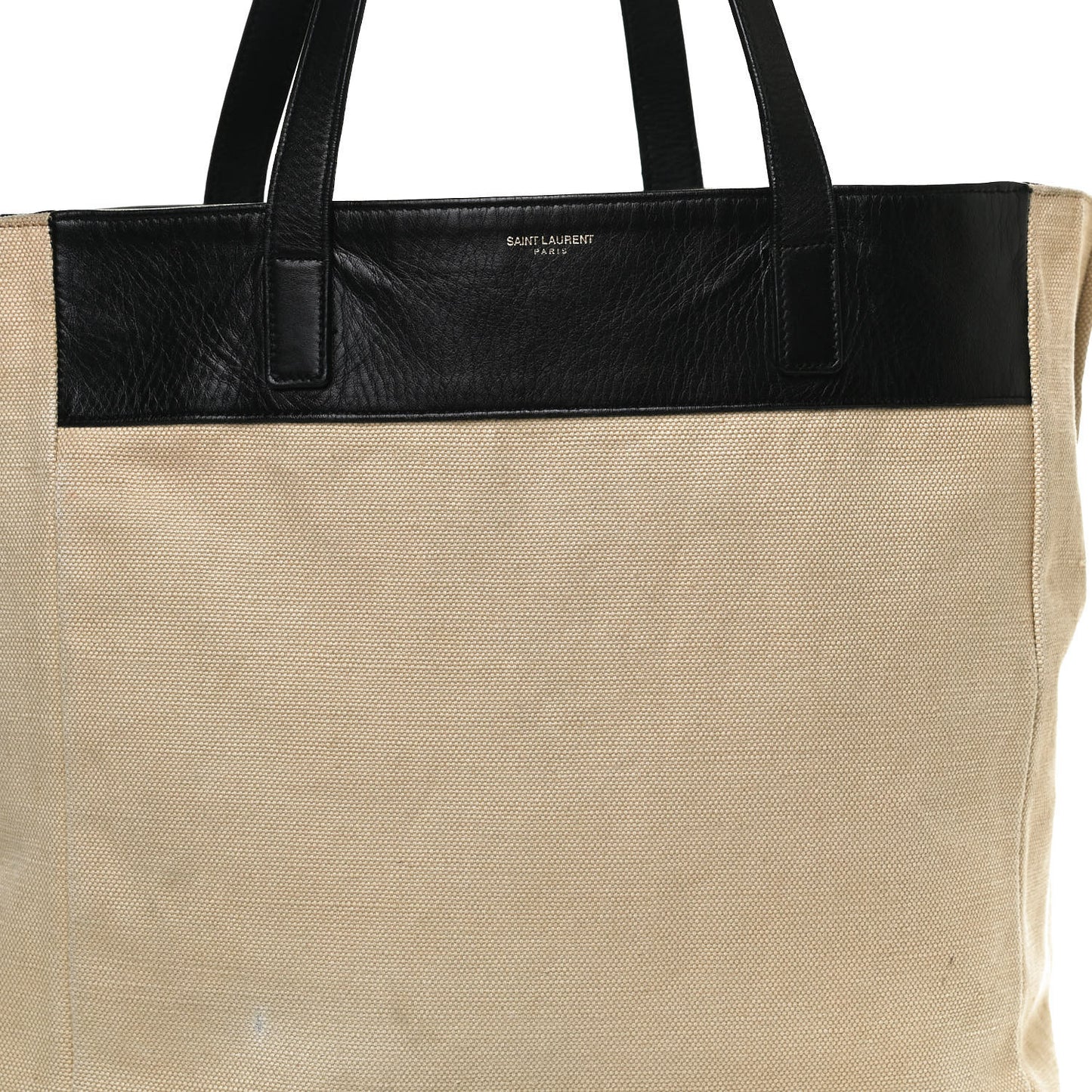Calfskin Canvas North South Reversible Shopping Tote Black
