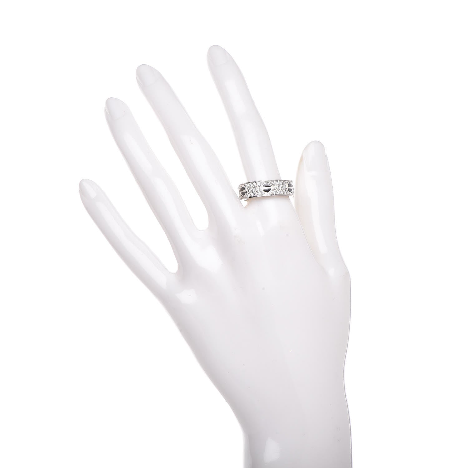 Cartier 18K White Gold Diamond Ceramic LOVE Paved Ring 57 8 2 of 7