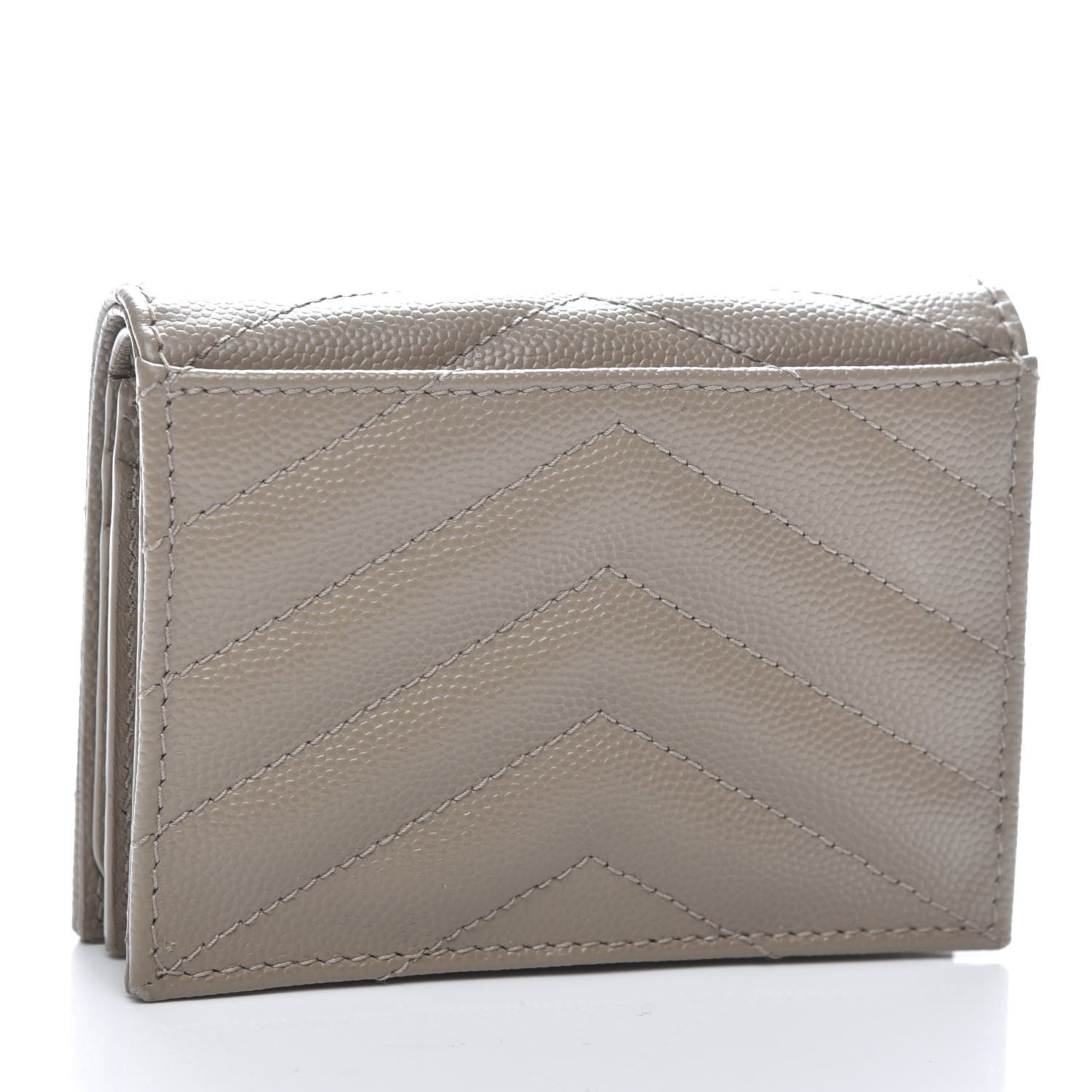 Saint Laurent Grain De Poudre Matelasse Chevron Cassandre Card Case Fog 3 of 10
