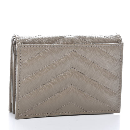 Saint Laurent Grain De Poudre Matelasse Chevron Cassandre Card Case Fog 3 of 10