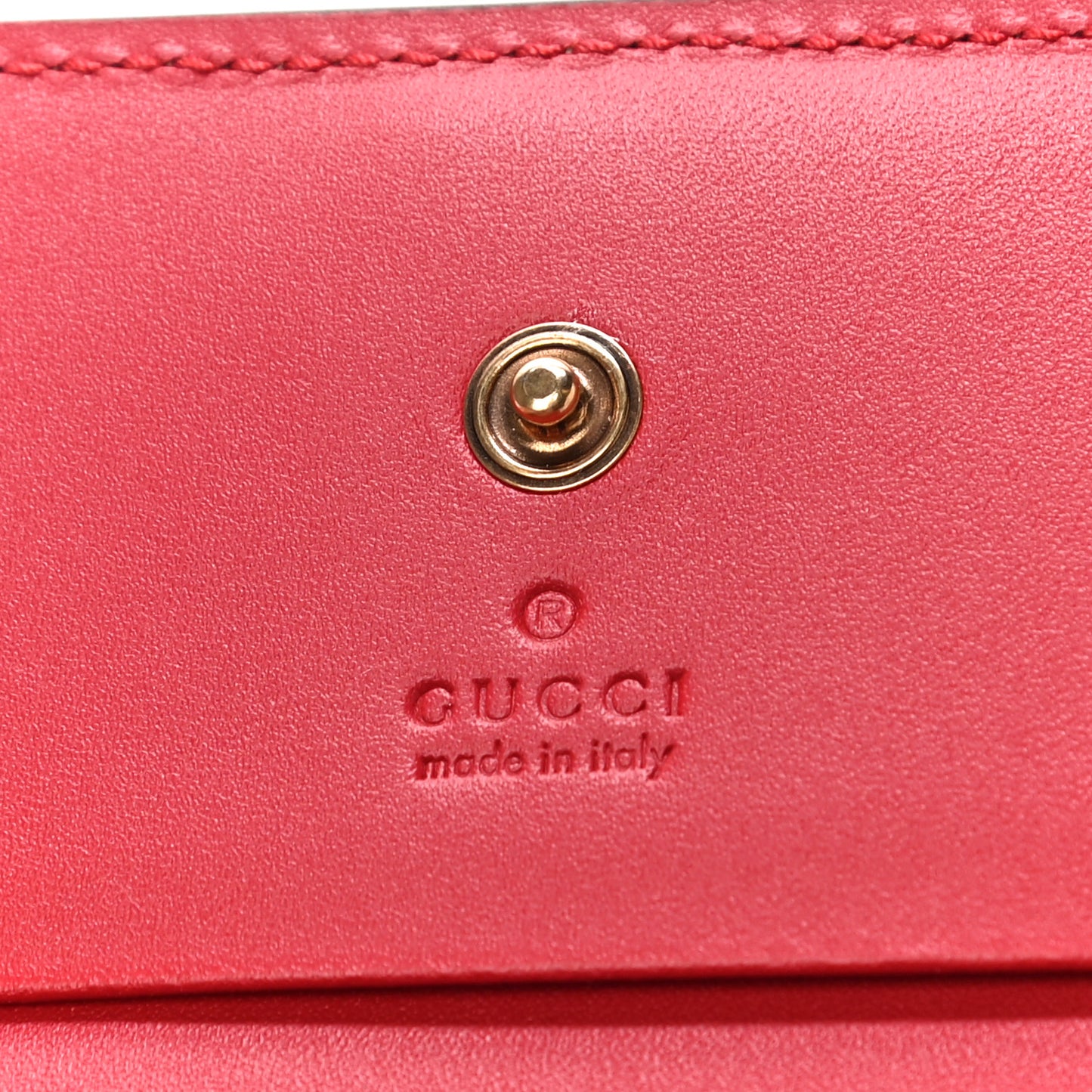 GG Supreme Monogram Cherry Embellished Card Case Wallet Hibiscus Red