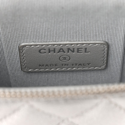 Chanel Metallic Lambskin Quilted Phone Holder With Chain Silver 6 of 10