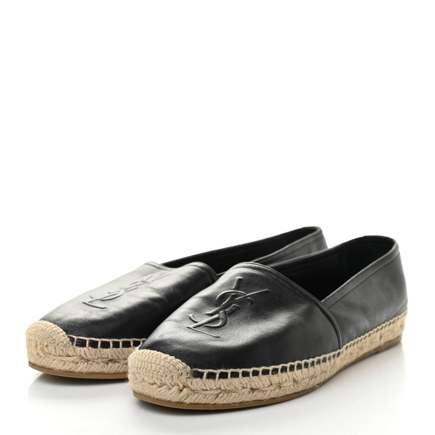 Saint Laurent Lambskin Monogram Espadrilles 38 Black 3 of 9