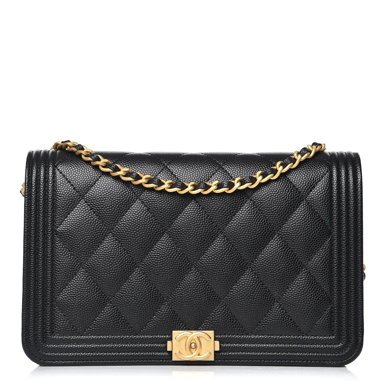 Caviar Quilted Boy Wallet On Chain WOC Black