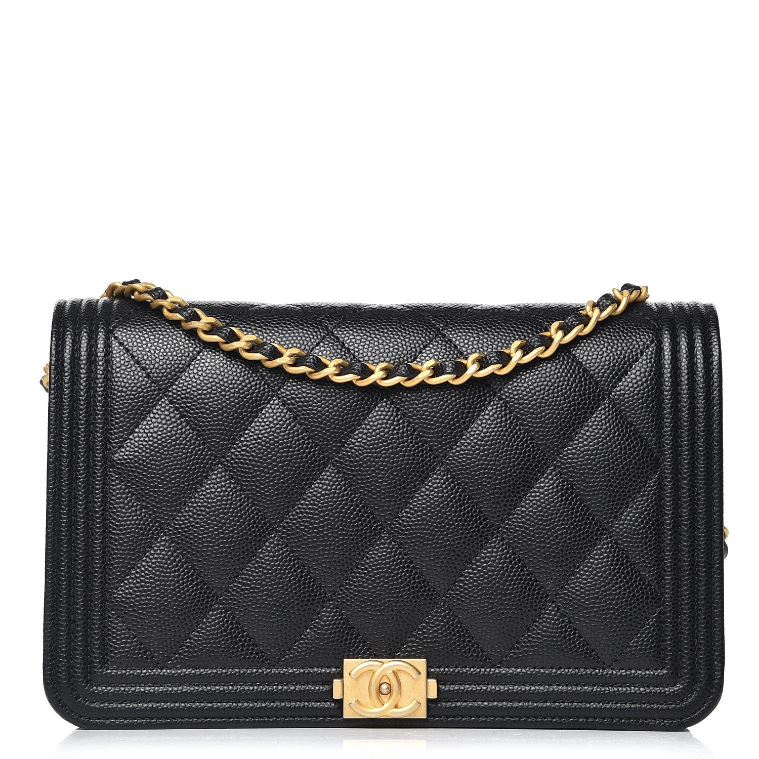 Chanel Caviar Quilted Boy Wallet On Chain WOC Black 1 of 9