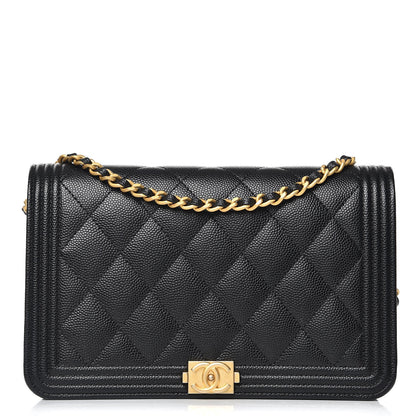 Chanel Caviar Quilted Boy Wallet On Chain WOC Black 1 of 9
