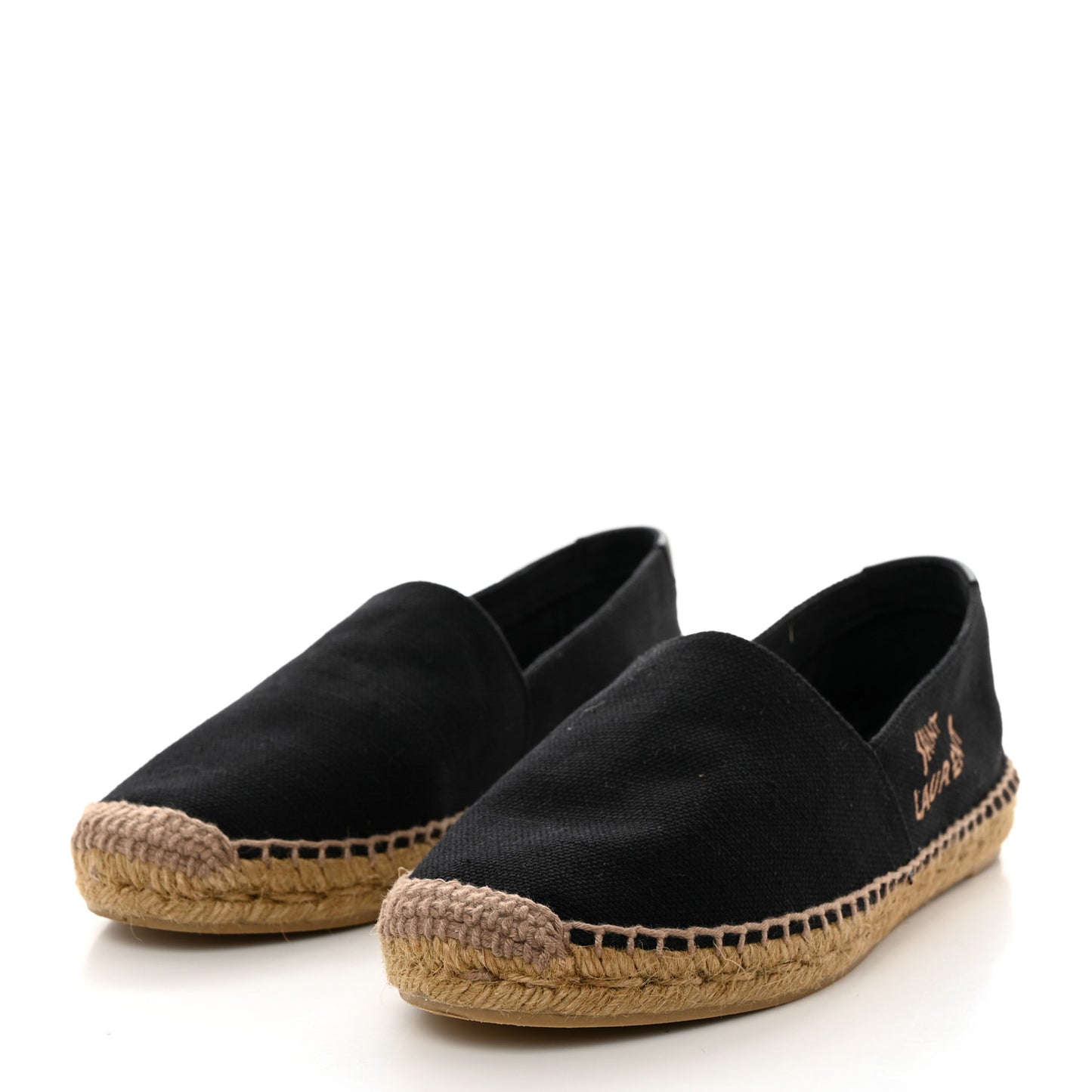 Canvas Nappa Elba Light Logo Embroidered Espadrilles 38.5 Black