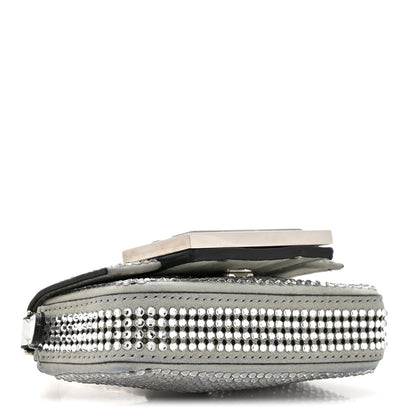 Fendi Nubuck Crystal Catalan Mirror Nano Maxi Buckle Baguette Charm Pietra Argento 4 of 11