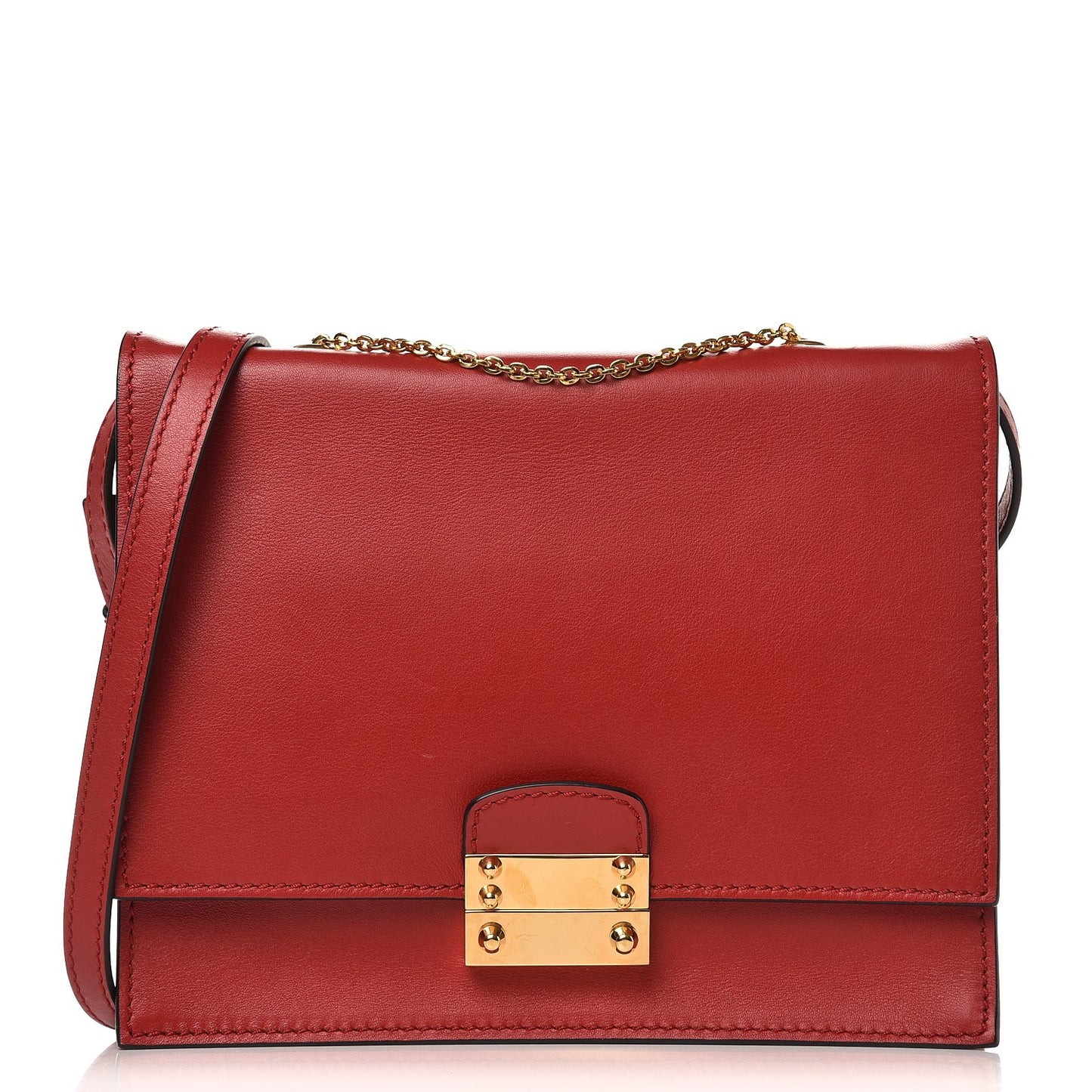 Vitello Shoulder Flap Bag Red
