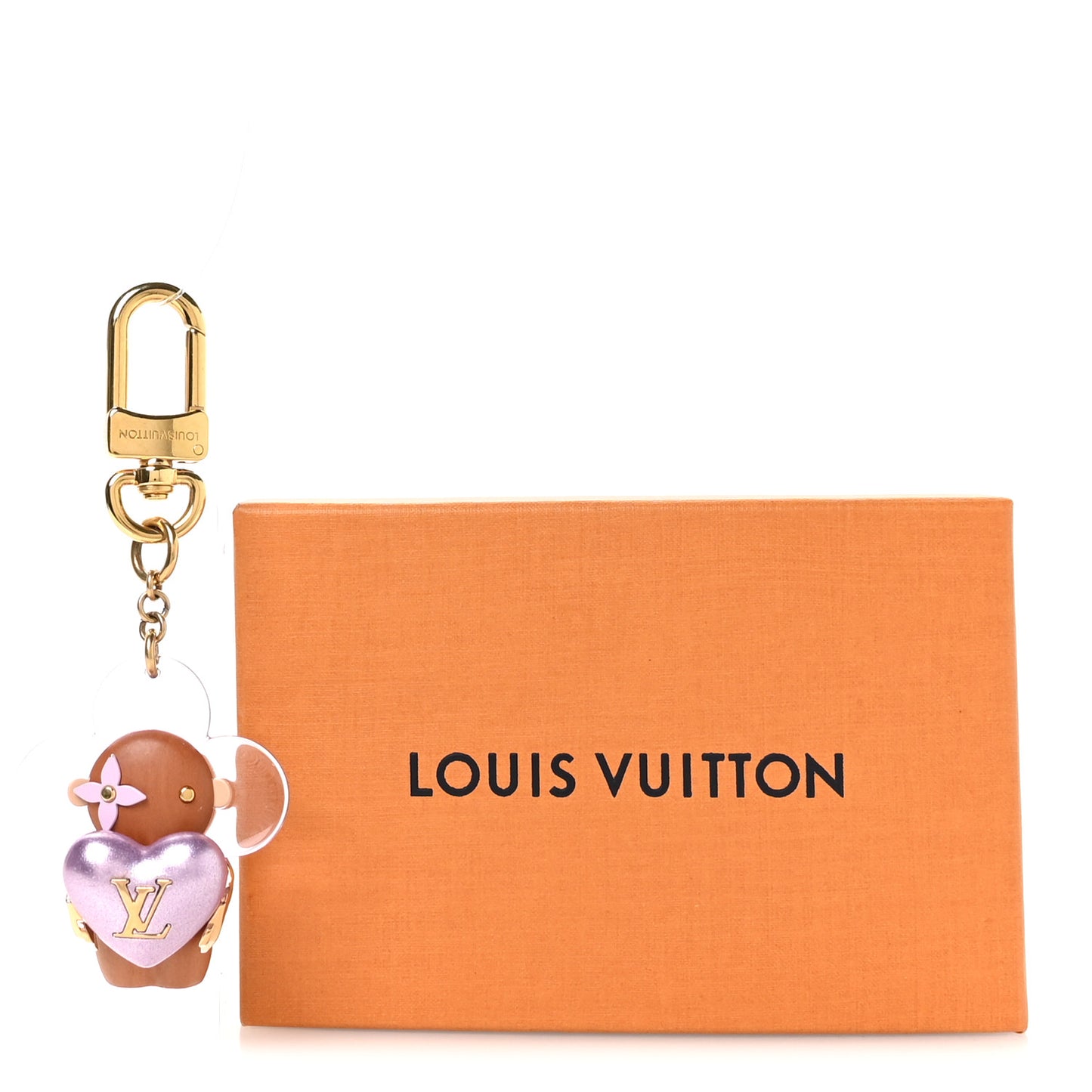 Wood Plexiglass Vivienne Amour Bag Charm Key Holder Gold