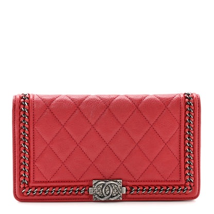 Chanel Calfskin Quilted Boy Chain Around Yen Wallet Red 1 of 8