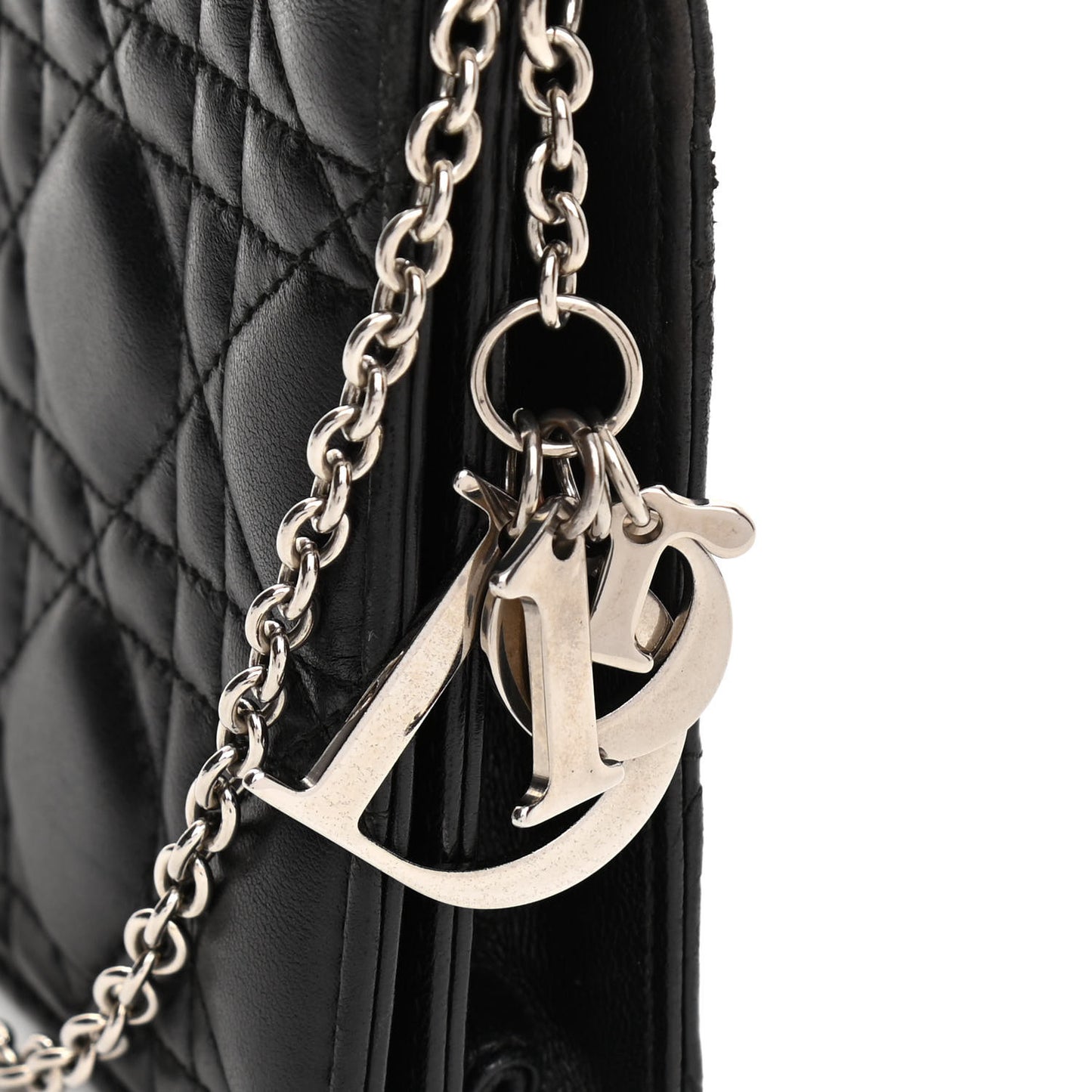 Lambskin Cannage Lady Dior Convertible Clutch Black