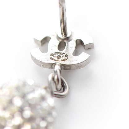 Chanel Crystal CC Drop Earrings White Silver 4 of 4