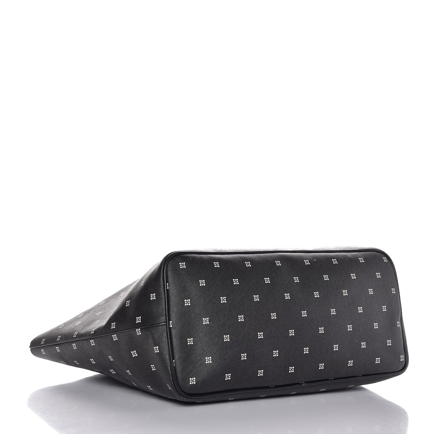 Textured Coated Canvas Mini Lilies Print Large Antigona Tote Black