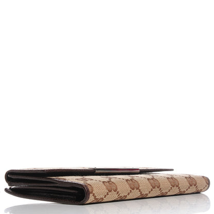 Gucci Monogram Metal Bar Continental Flap Wallet Beige Ebony Dark Brown 4 of 7
