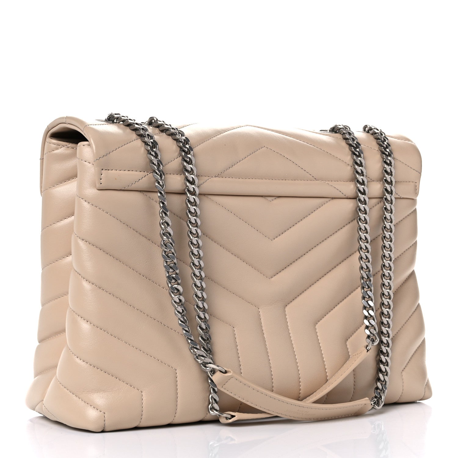 Saint Laurent Calfskin Y Quilted Monogram Medium Loulou Chain Satchel Dark Beige 3 of 19