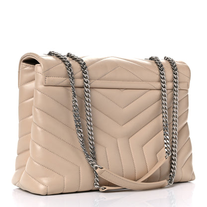 Saint Laurent Calfskin Y Quilted Monogram Medium Loulou Chain Satchel Dark Beige 3 of 19