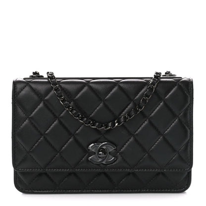 Chanel Lambskin Quilted Trendy CC Wallet On Chain WOC So Black 1 of 13