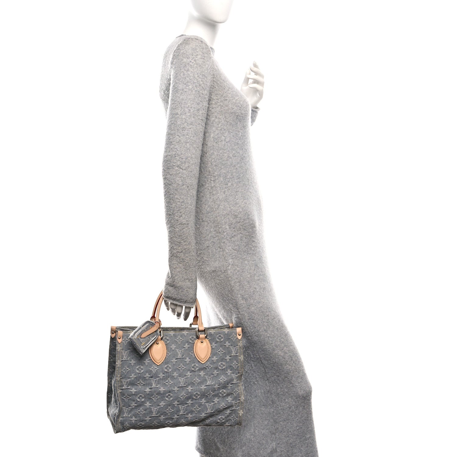Louis Vuitton Monogram Denim Onthego MM Washed Gray 2 of 10