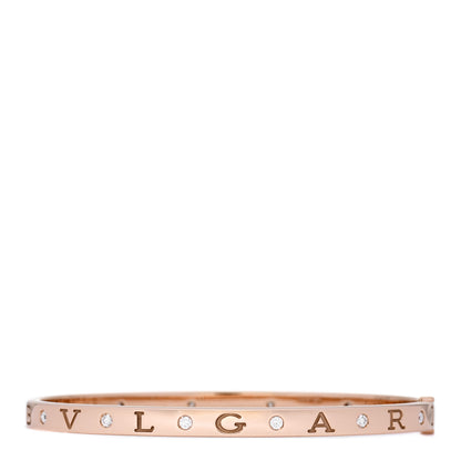 Bulgari 18K Rose Gold 12 Diamond B.Zero1 Essential Bangle Bracelet L 1 of 4