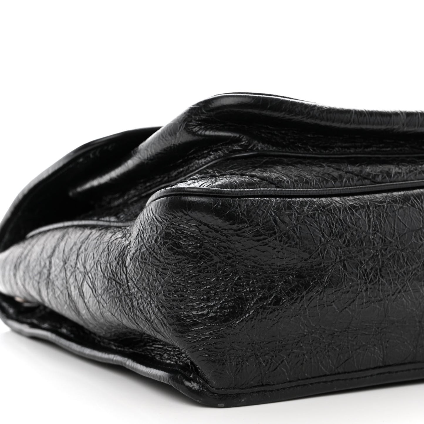 Crinkled Calfskin Matelasse Monogram Large Niki Chain Satchel Black