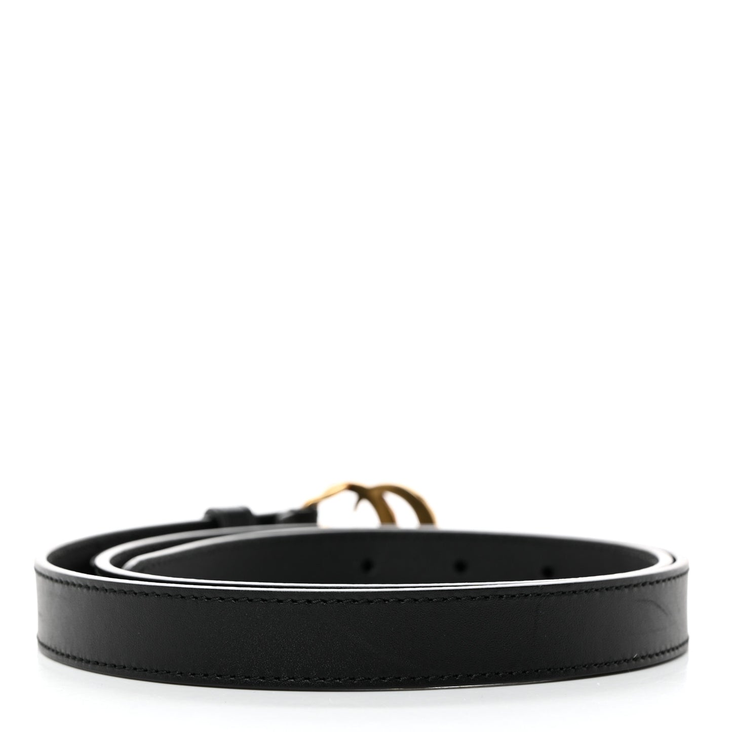 Calfskin Pearl Double G 20mm Belt 85 34 Black Cream