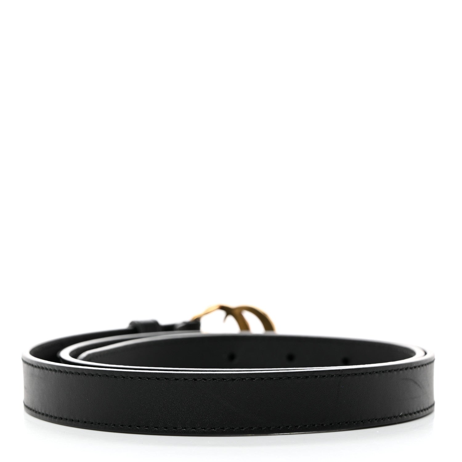 Gucci Calfskin Pearl Double G 20mm Belt 85 34 Black Cream 2 of 8