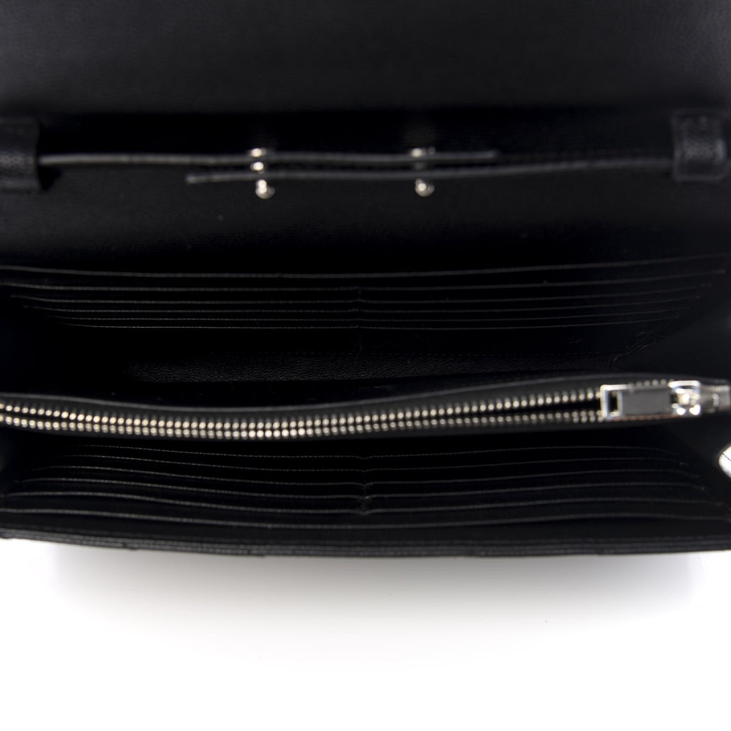 Grain De Poudre Matelasse Chevron Monogram Chain Wallet Black