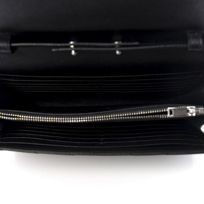 Saint Laurent Grain De Poudre Matelasse Chevron Monogram Chain Wallet Black 4 of 8