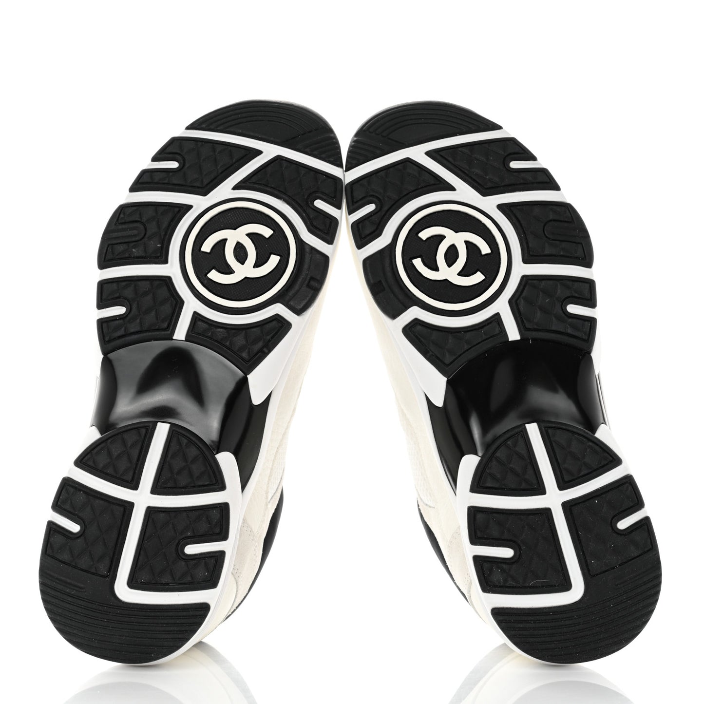Mesh Suede Calfskin Grained Calfskin Womens CC Sneakers 36.5 White Black