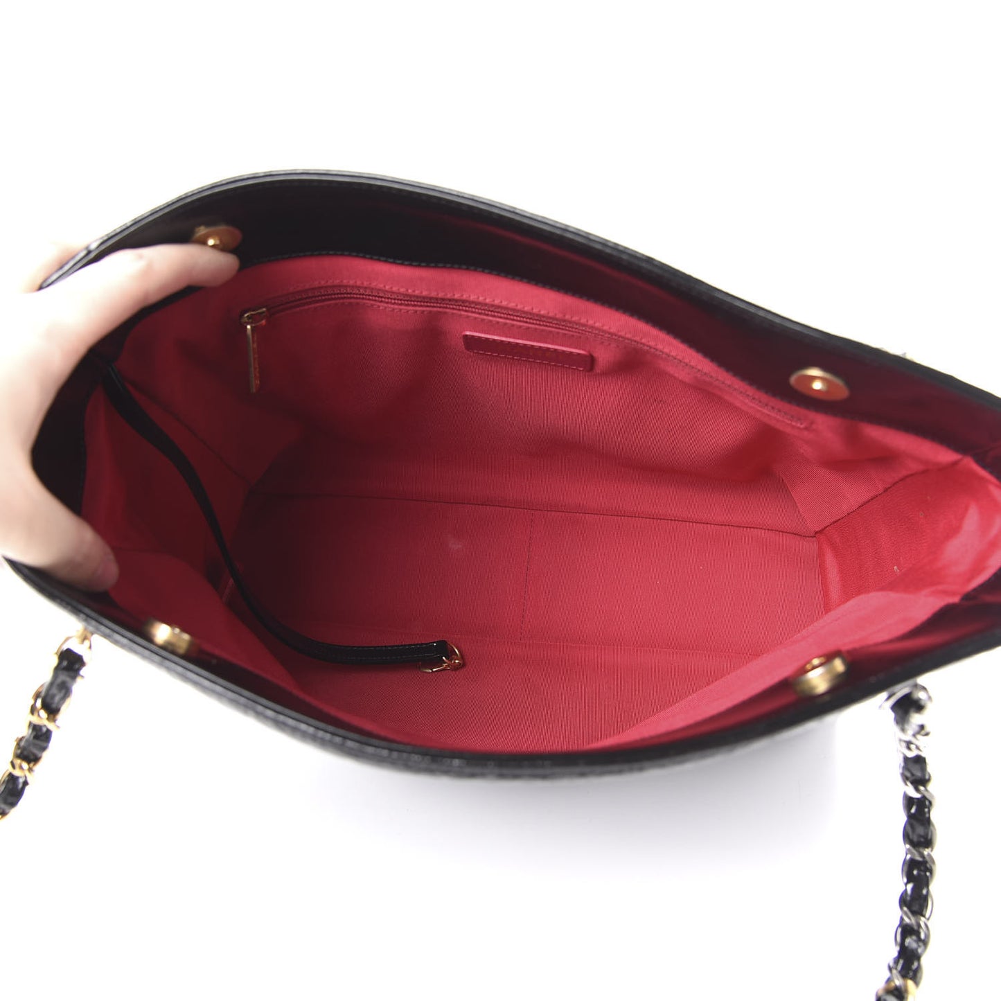 Shiny Aged Calfskin Quilted Small Shopping Bag Black