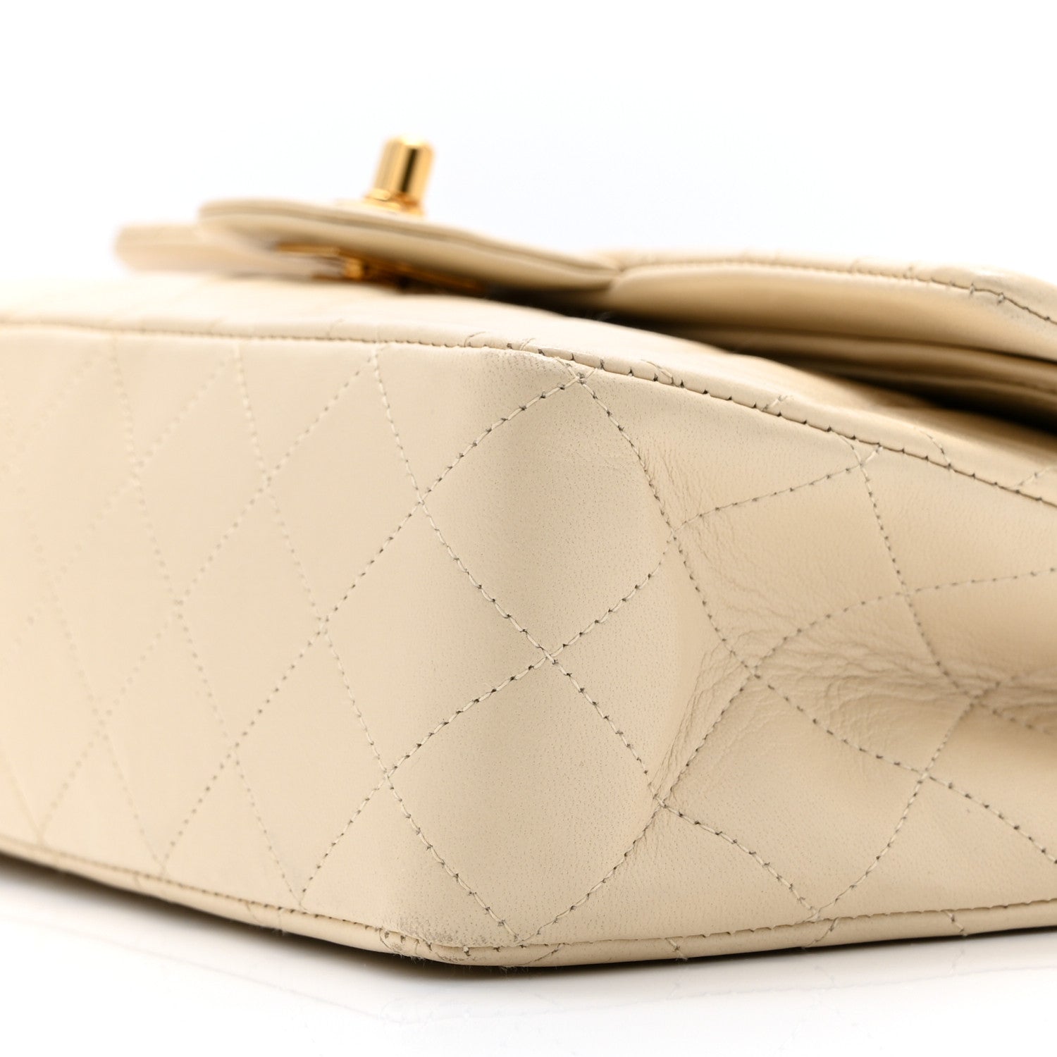 Chanel Lambskin Quilted Medium Double Flap Beige 10 of 13