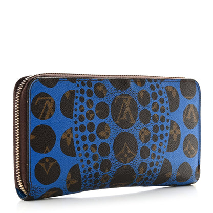 Louis Vuitton Monogram Kusama Pumpkin Dots Zippy Wallet Blue 3 of 9