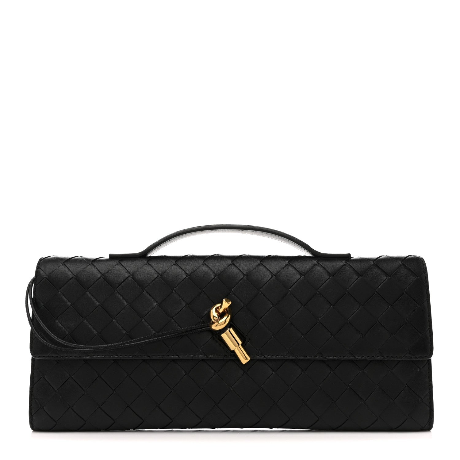 Bottega Veneta Nappa Intrecciato Long Andiamo Top Handle Clutch Black 1 of 9