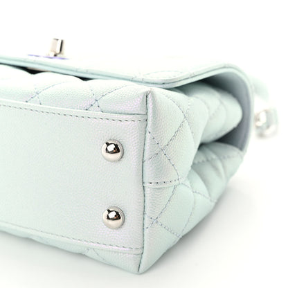 Chanel Iridescent Caviar Quilted Extra Mini Coco Handle Flap Light Blue 10 of 11