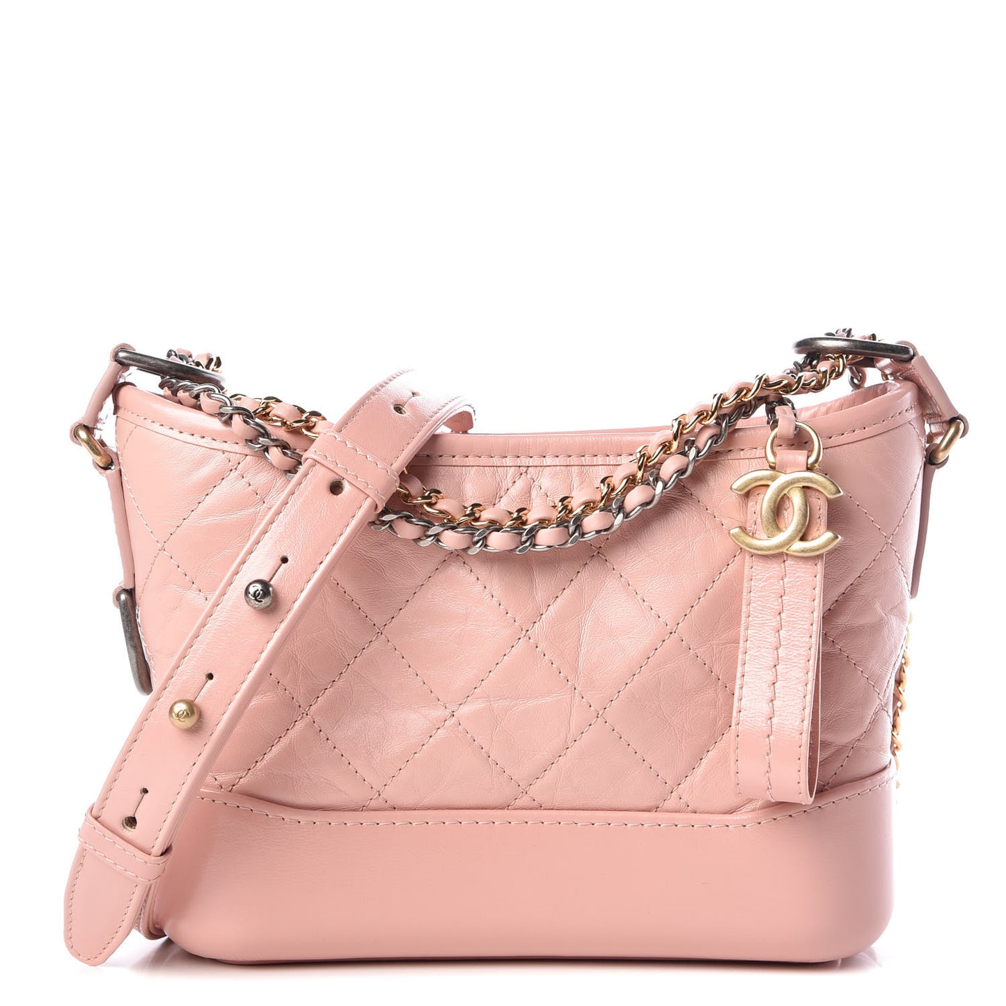 Aged Calfskin Quilted Small Gabrielle Hobo Pink