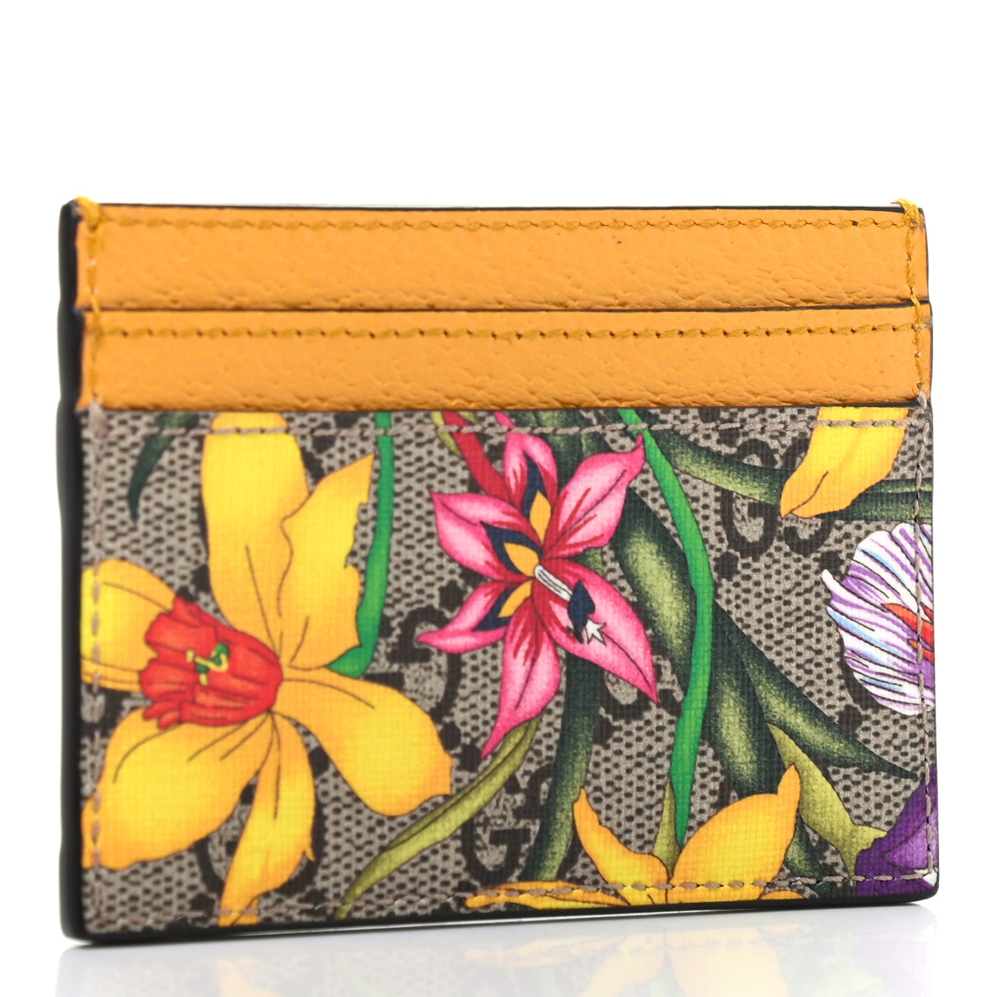 GG Supreme Monogram Flora Web Ophidia Card Holder Beige Multicolor Crop