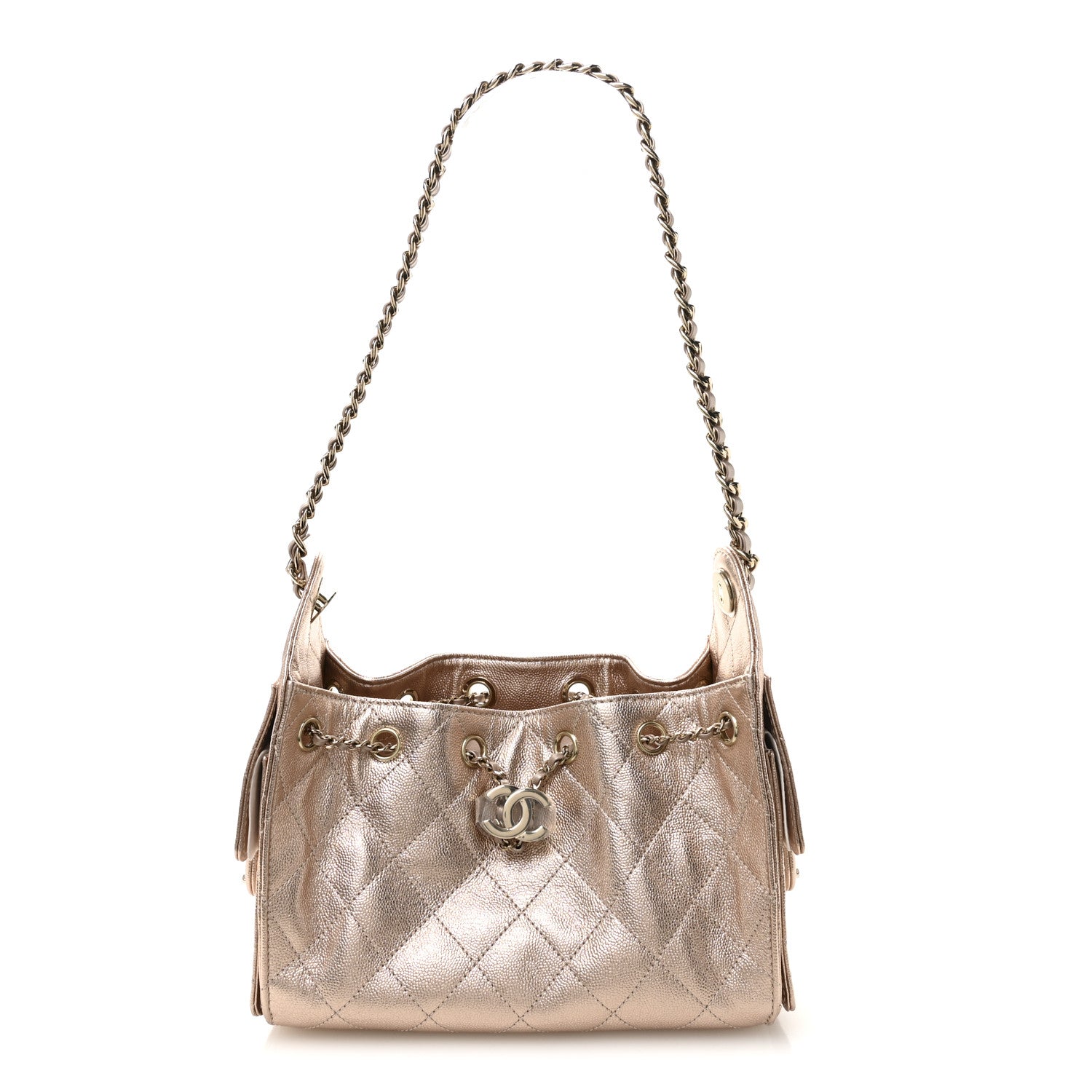 Chanel Metallic Caviar Quilted Mini Chanel 25 Handbag Copper 1 of 11