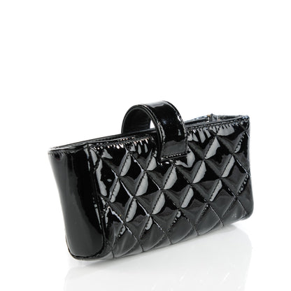 Chanel Patent Quilted Mini Phone Holder Clutch Black 3 of 8