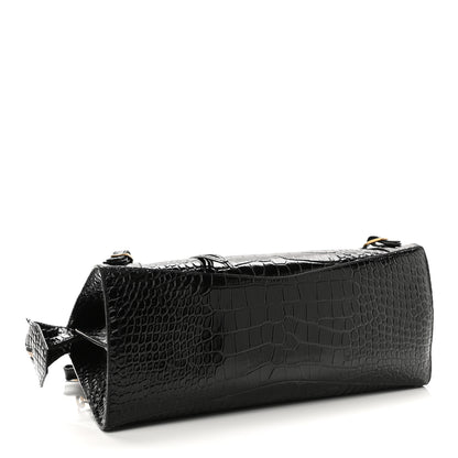 Balenciaga Shiny Supple Calfskin Crocodile Embossed Brass Hardware Neo Classic City Black 3 of 8