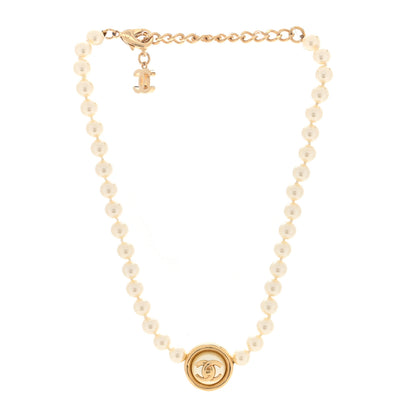 Chanel Crystal Pearl CC Choker Necklace Gold 3 of 5